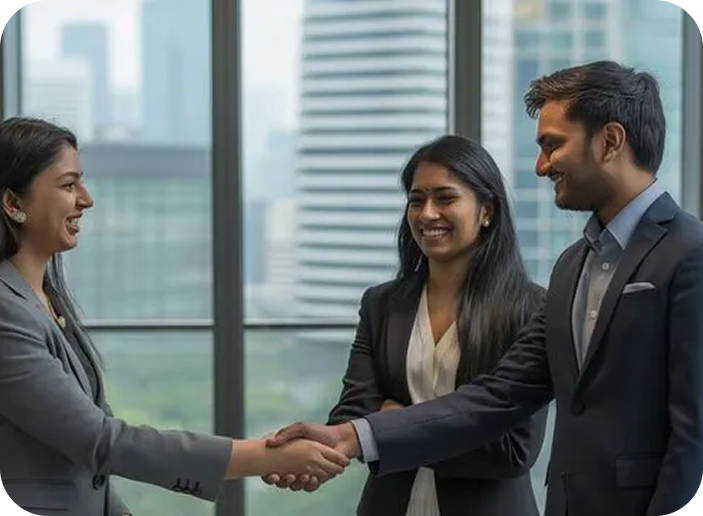 Business meeting room setup for client presentations